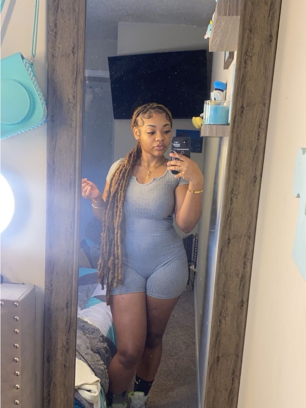 Ribbed Gray Short Sleeve Romper